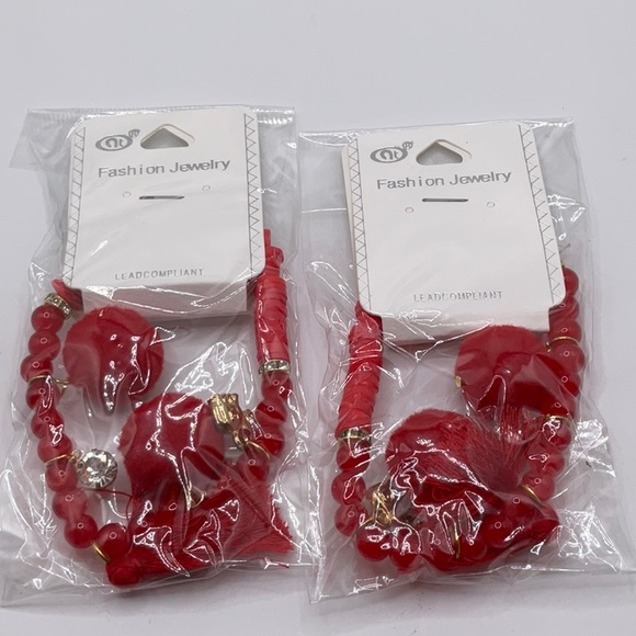 Fashion Jewelry Jewelry - Red Beaded Fashion Jewelry Set of 2